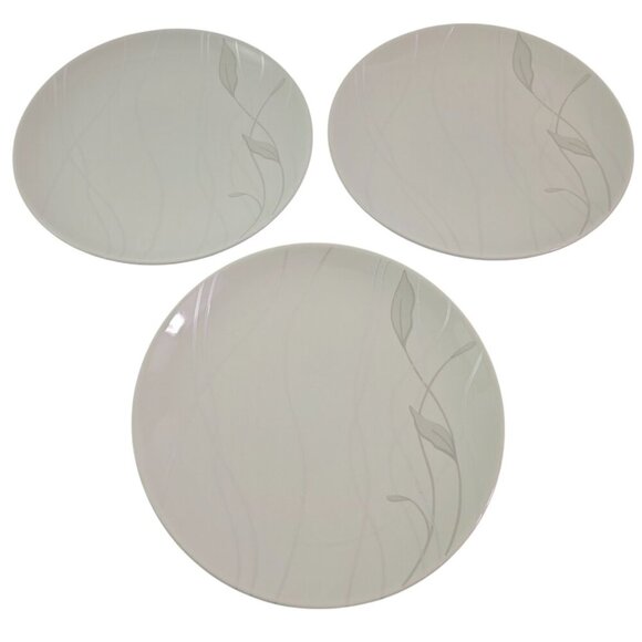 Pfaltzgraff Linea Grey on White Floral Coup Salad Luncheon Plates – Set of 3 - Picture 1 of 14